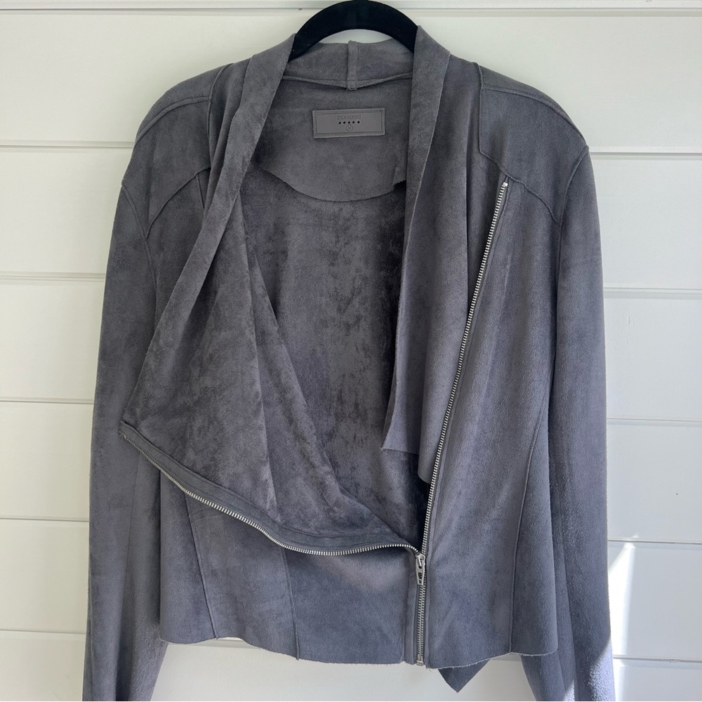 VINCE medium grey faux suede jacket - Picture 3 of 4